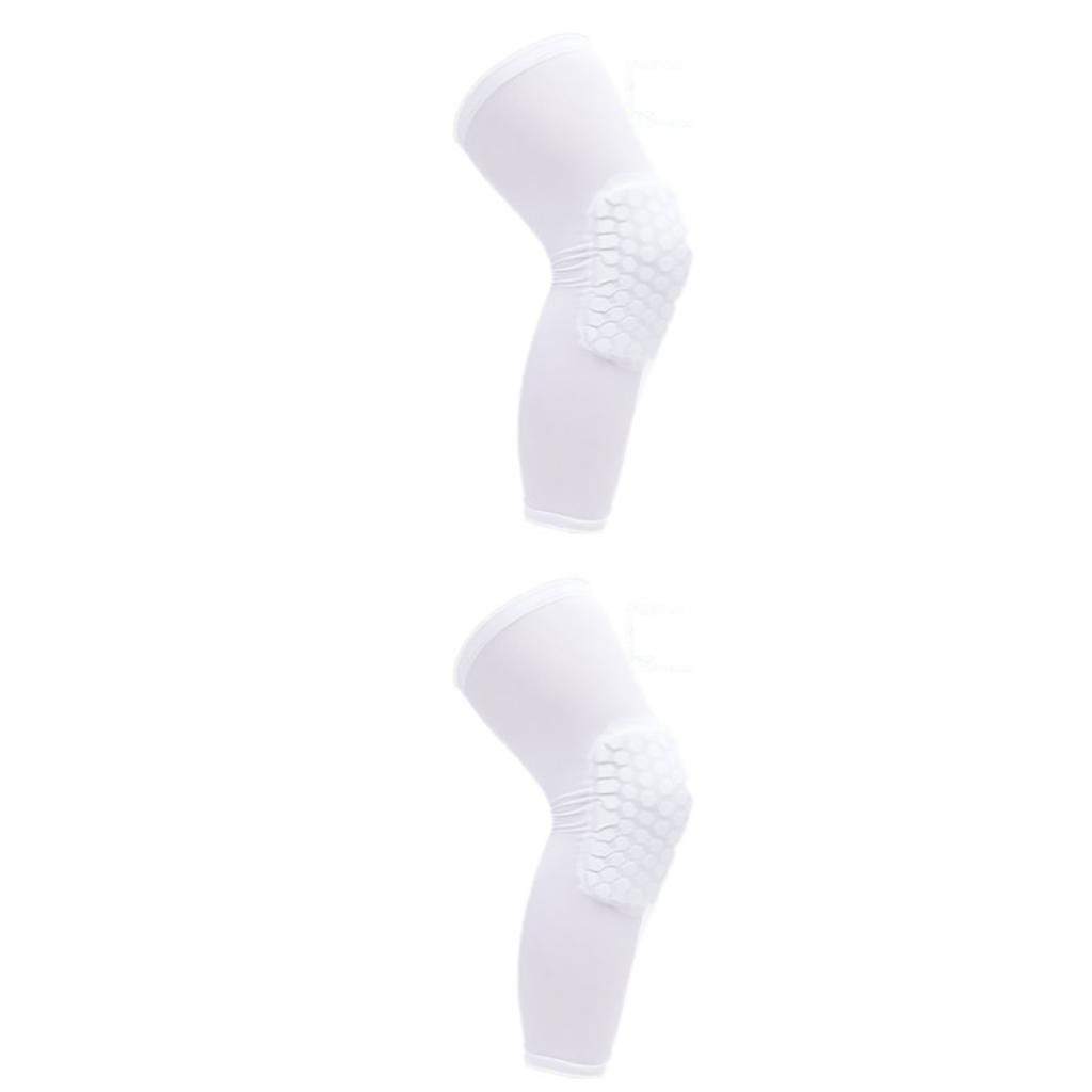 2PCS Knee Brace Unisex Lengthened Honeycomb Anti Collision Compression Knee Sleeve for Basketball White L For 175‑185CM Height