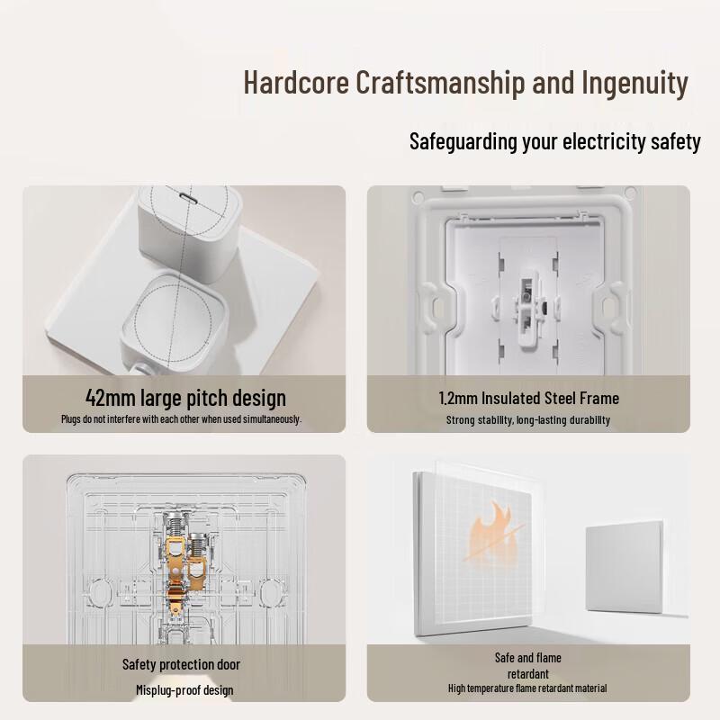86-Type Flush-Mounted 5-Hole 10A Wall Socket
