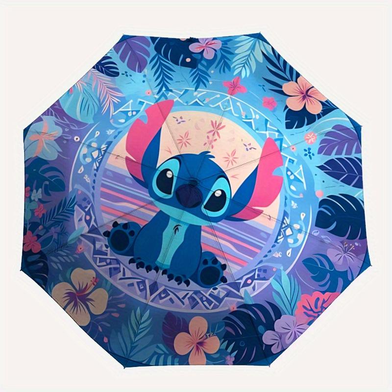 

1pc Stitch, Hawaiian Floral Automatic Umbrella Durable Iron Frame & Plastic Handle, Sturdy Construction, Playful Design yy250822011