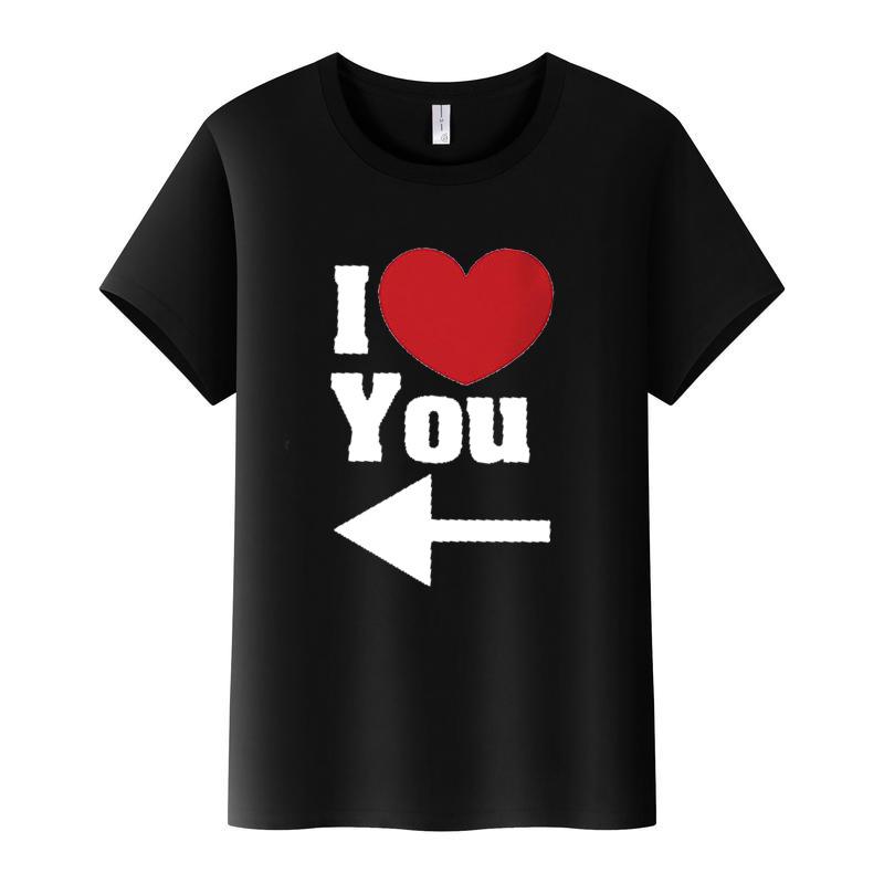 Te Iubesc Inimă Săgeată Imprimeu Tricou de Cuplu Mânecă Scurtă Gât O Larg Rege Regină Tricou Iubitori Tricou Topuri Haine Femei