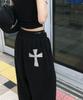 Fuzzy Scan Crosspatch Curved Balloon Pants Black