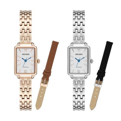 [GEIGER] GEIGER Women s Square Metal Watch GE1248 GE1248RG
