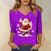 3/4 Sleeve Shirts For Women Print Christmas Tees Blouses Casual Plus Size Basic Tops Pullover