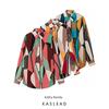 Kaslead New Arrival Women's Fashion Style Fashion Casual Versatile Contrast Color Geometric Print Long Sleeves Shirt