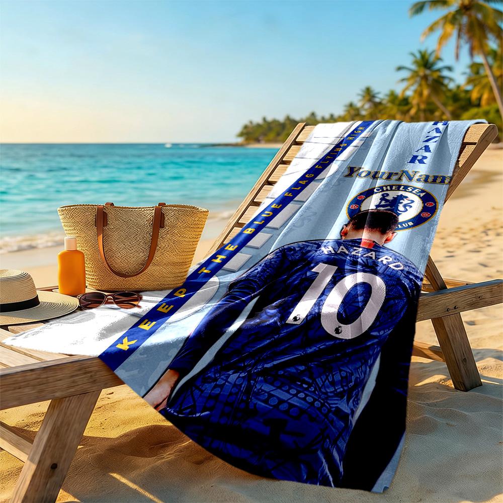 Chelsea Fc Personalized Name Beach Towel High Absorbency Quickdry Suitable For Sports Travel Swimming Yoga Bathroom Beach And Pool