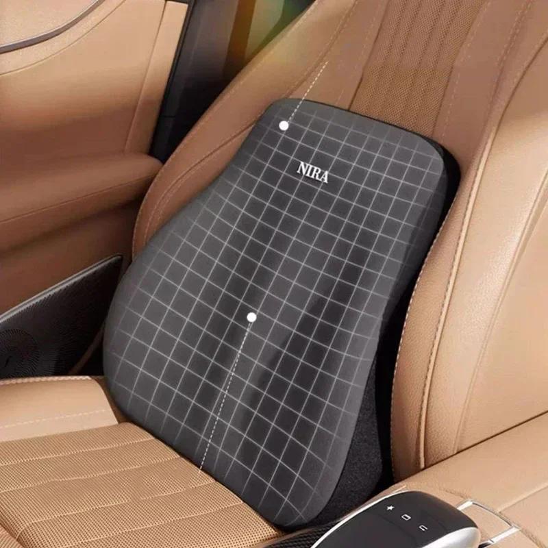 Comfortable Memory Foam Car Seat Cushion with Lumbar Support and Neck Pillow Synthetic Fiber Woven Universal Fit for Vehicle