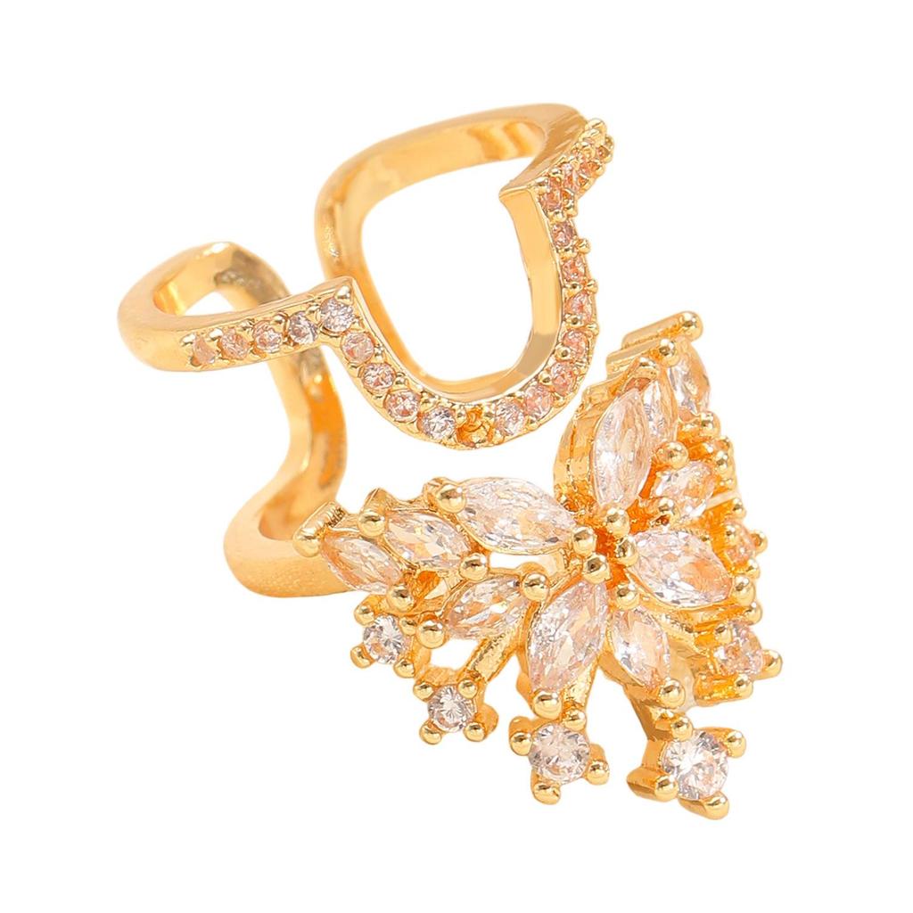 Premium Copper Zirconia Nail Protector Ring – Trendy Open Style Finger Ornament for Nail Art