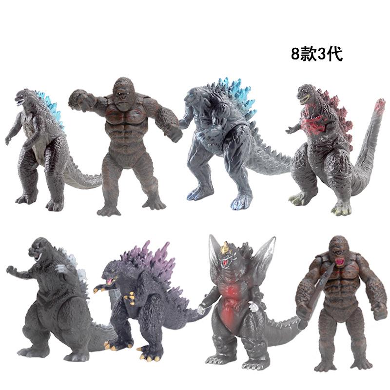 8pcs Godzilla Vs Kong Model Anime Figurine Mechagodzilla Dinosaur Action Figure Collectible Model Doll Toys Kids Birthday Gifts