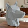 3D Printed Wolf Head Ornament Red Christmas Hat Statue Sculpture Home Office Desktop Trailer Coupling Cover Decoration