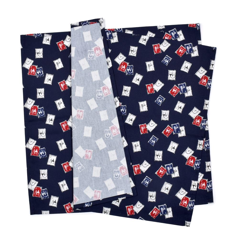 LAURA ASHLEYCOLORFUL CANDY STYLE Lunchtücher und Servietten (45 cm x 45 cm) 2er-Set für Jungen, Quadratisch, mit Stempeln (Marine) - Bunter Süßigkeiten-Stil