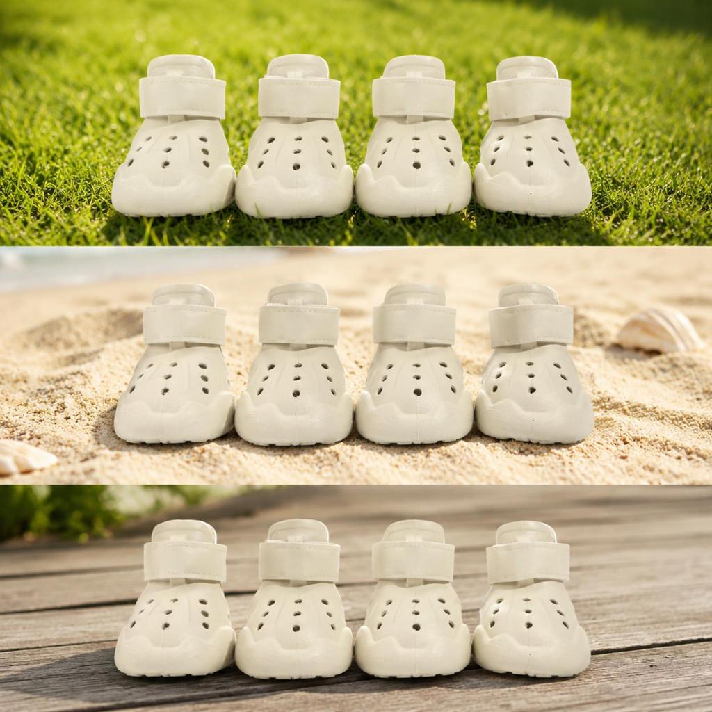 4 Pieces Dog Shoe with Hook-and-Loop Strap Breathable Paw Protector Lightweight