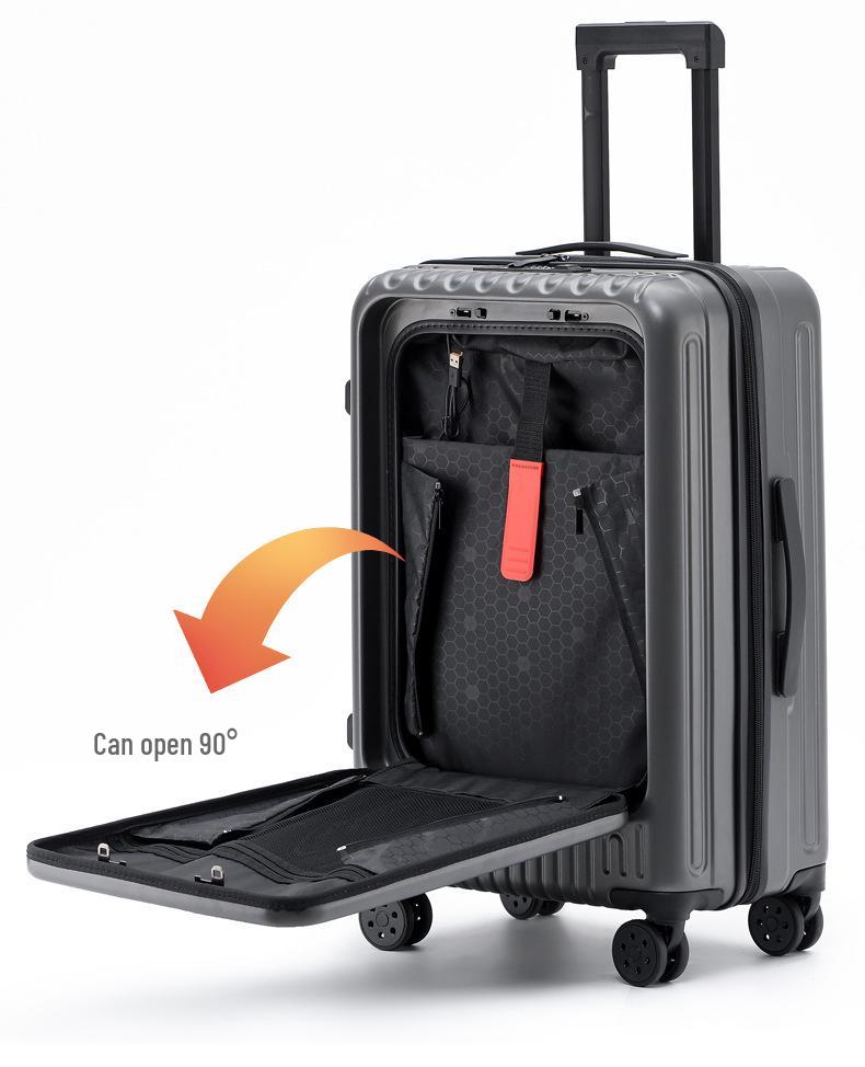 20-Inch Lightweight Frosted Front-Opening Trolley Carry-On Suitcase, 24-Inch Travel Luggage Leather Case.