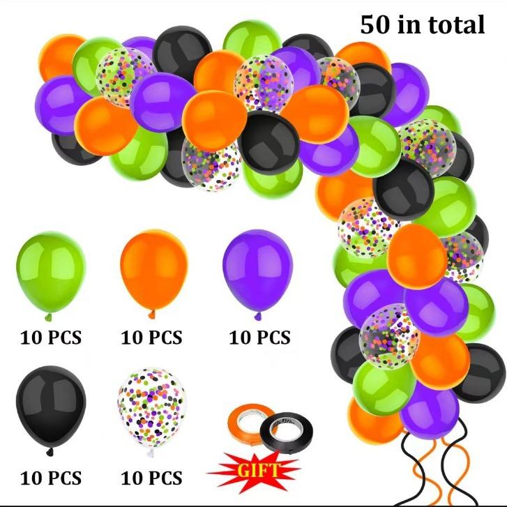 

Украшение для вечеринки на тему Хэллоуина 12-дюймовый латексный разноцветный шар с пайетками Шар Счастливого Хэллоуина Set as shown