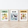 Pădure Jungle Ocean Animale Educație Imagini Copii Postere Pepinieră Artă Perete Pânză Printuri Pictură Copii Copii Decor Dormitor