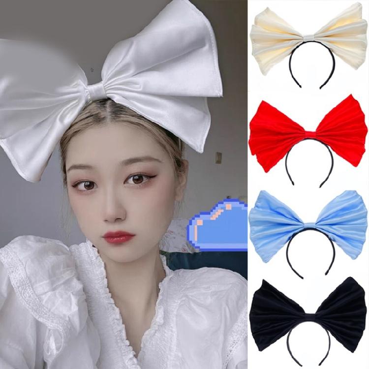 Christmas Huge Bows Hair Hoop Sweet Big Bow Headbands Satin Bow Hair Bands