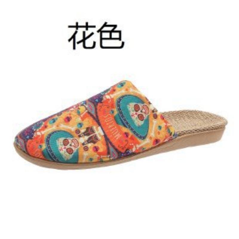New linen slippers breathable sweat-absorbing indoor home shoes lightweight silent four-season cool slippers