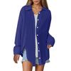 Damesblouse Kraag Lange Mouwen Knoopsluiting Blouses Tops Effen Kleur Losse Pasvorm Makkelijk te Onderhouden Gekreukelde Blouse