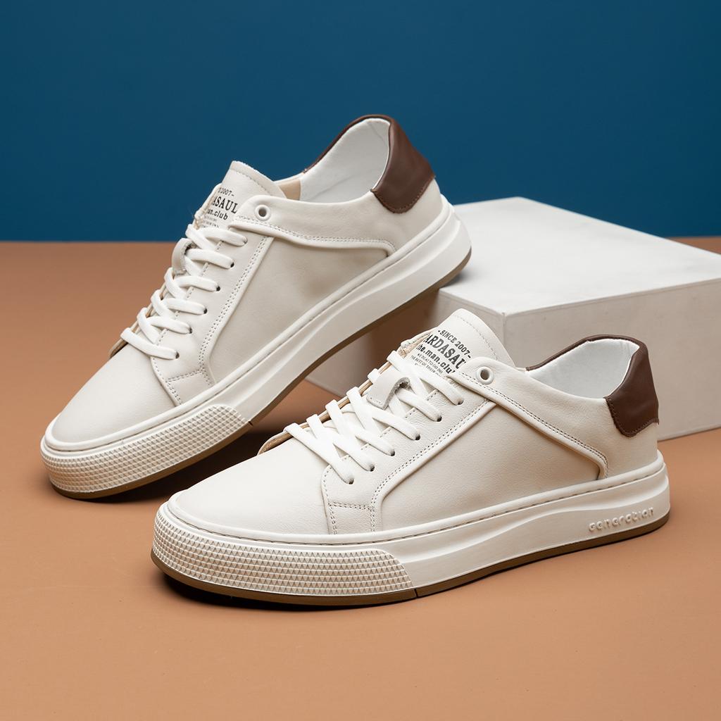 2025 Direct Supply Summer New Low-top Men's White Shoes Outdoor Sports and Leisure Leather Shoes Versatile White Board Shoes