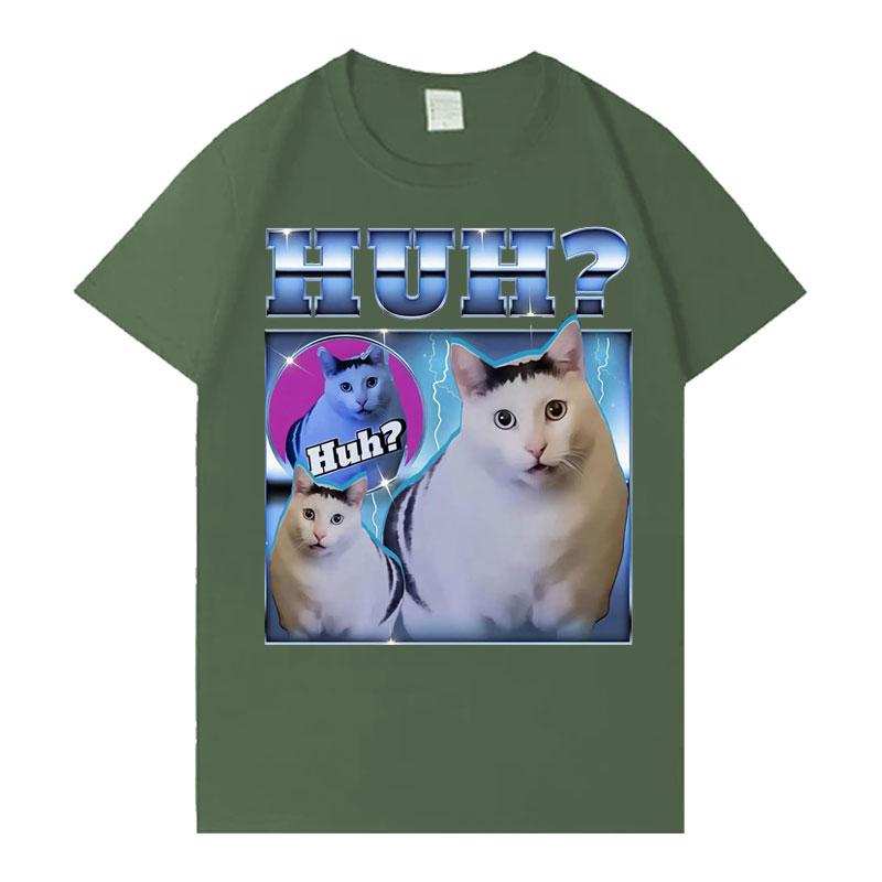 

2026 Huh Meme Cat T Shirts Funny UnisexWomen Short SleeveTshirt Trendy Summer Aesthetic ONeck Loose Tops High Quality Tees Shirts 4XL