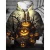 2024 New Halloween 3D Printed Pumpkin Casual Everyday Fashion Comfortable Hoodie Men's Women's Couples Same Style Prom Carnival