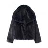 Womens Faux Fur Coat With Oversized Lapel Warm Winter Outerwear In Brown Beige Black Dark Coffee Burgundy