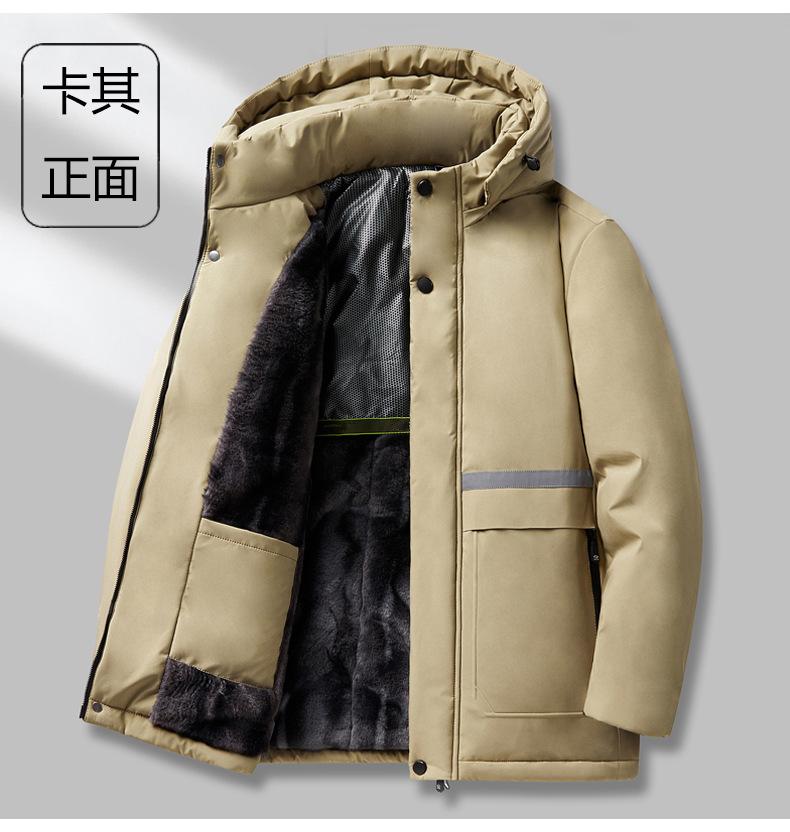 Men Hooded Down Jacket Fleece Warm Parka Thicker Casual Coat Outdoor Reflective Stripe 4XL
