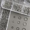 6 Grids Mix Punk Piercing Perforable Round Circle Ring White K Gun Black Alloy Nail  Decorations Manicure Charms
