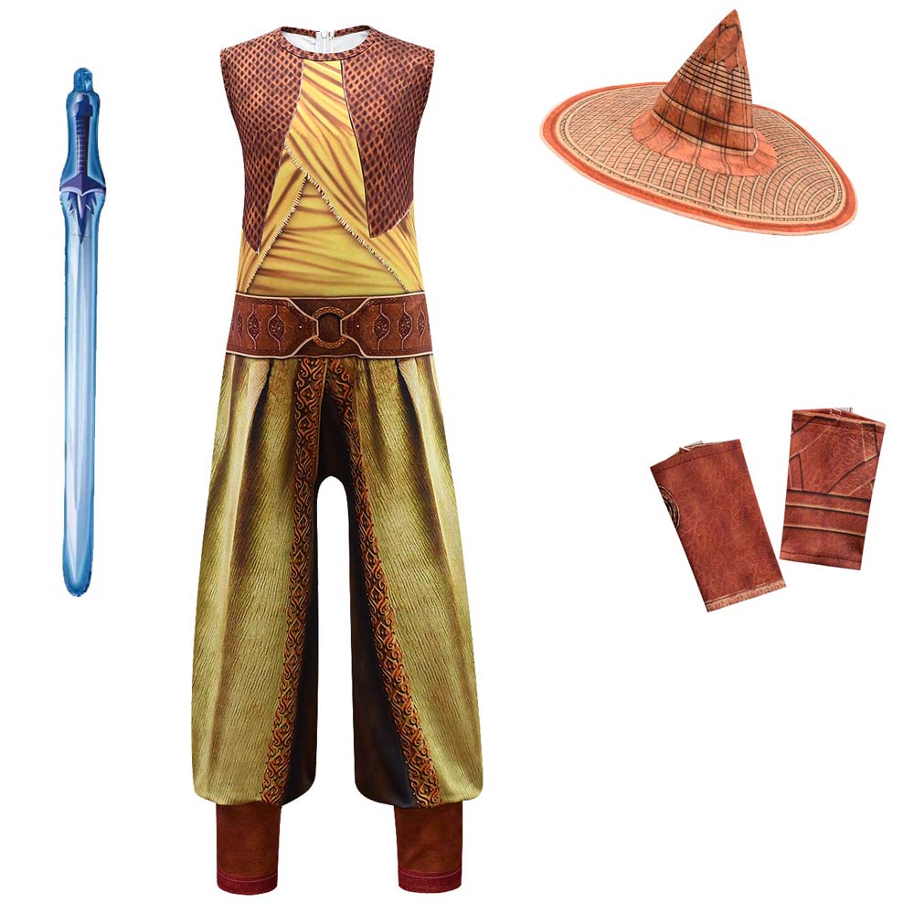 

New Movie Raya and The Last Dragon Kids Cosplay Legend Halloween Costume Raya Bodysuit Fancy Set Child Performance Costume 110cm