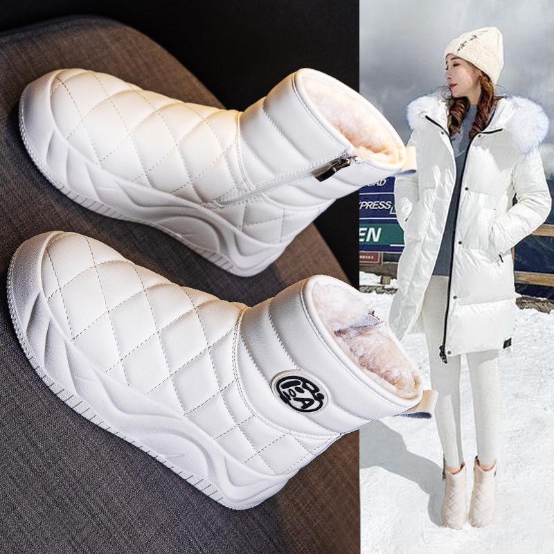 Damskor 2024 Vinter Sammet Tjocka Varma Snökängor - Kort Skaft, Stor Bomullsfyllning, Smal Passform.