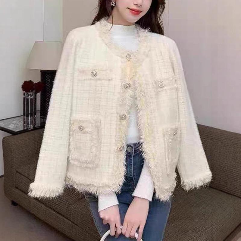 Imitation mink velvet knitted cardigan spring new loose fringed soft waxy sweater jacket women