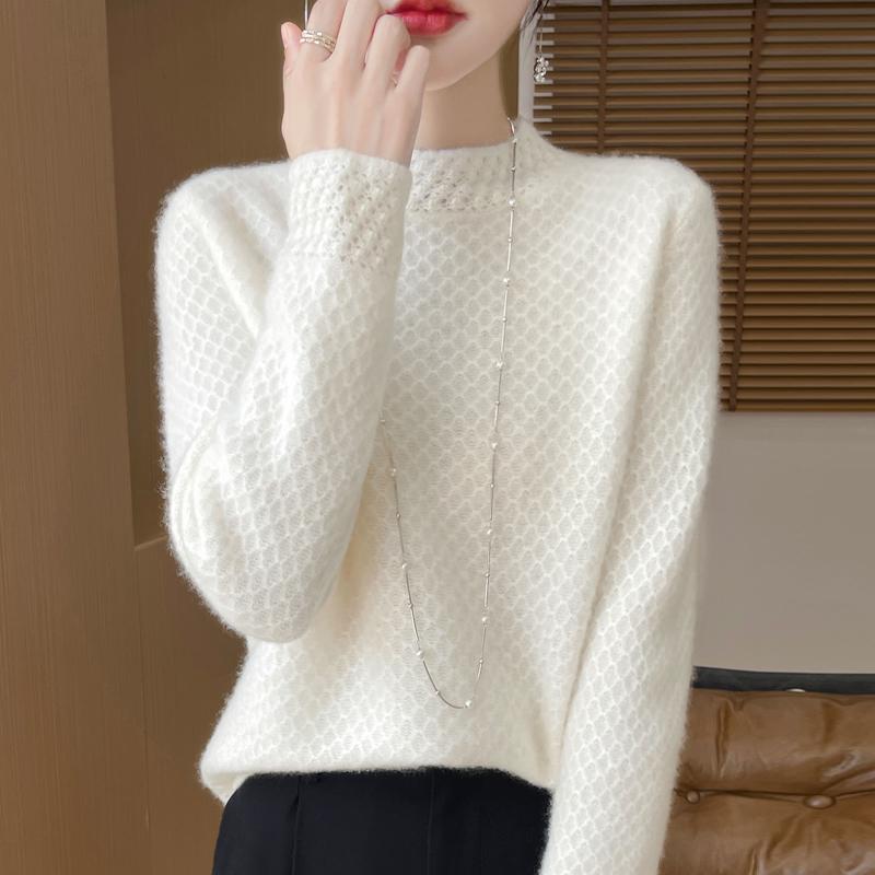 Women's Cashmere Sweater Qinghe Cashmere 30% Cashmere 70% Wool Autumn and Winter Pullover Warm and Fashionable