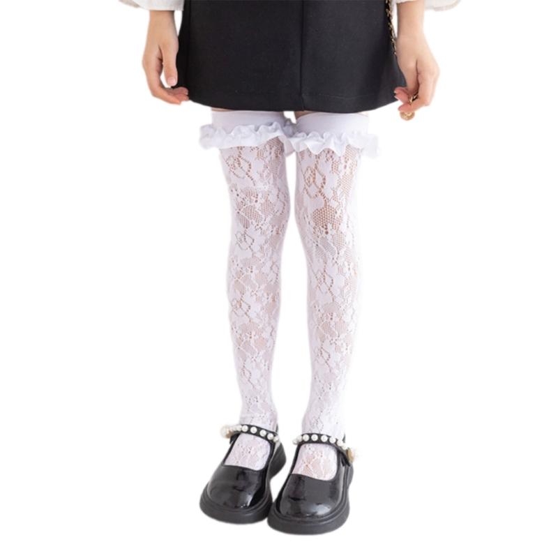 Classical Solid Color Over Knee Length Socks for Kids Soft Nylon Long Tube Socks for Party Outfits and School Event
