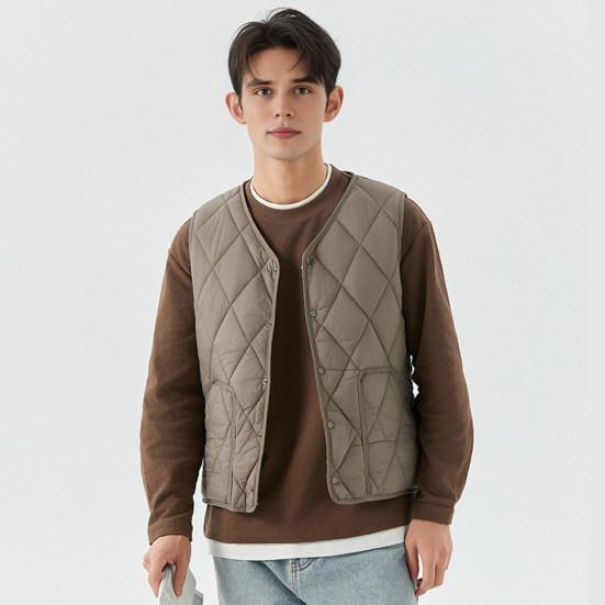Men Winter Waistcoat No Collar Single Breasted Solid Color Waistcoat with Pockets Thickened Velvet Lining Vest Coat