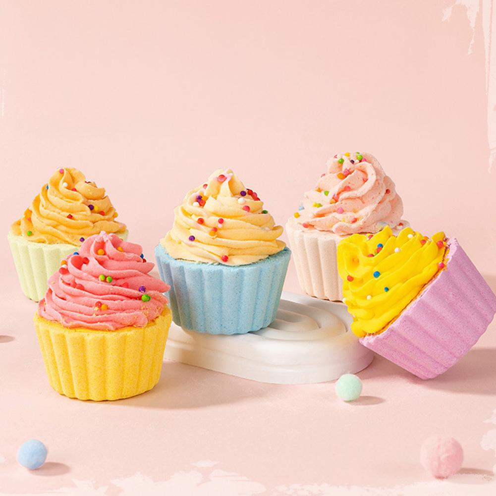 Cupcake Bath Salt Ball Essential Oil Bath Bubble Ball Aromatic Moisturizing Nourishing Skin Care Shower Ball Body Cleansing Self-Care Essential