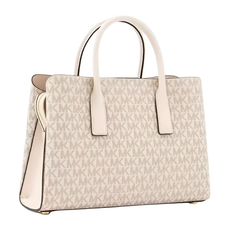 Michael Kors RUTHIE Gold Hardware Brand Print Coated Canvas Shoulder Handbag Small Women's Cream