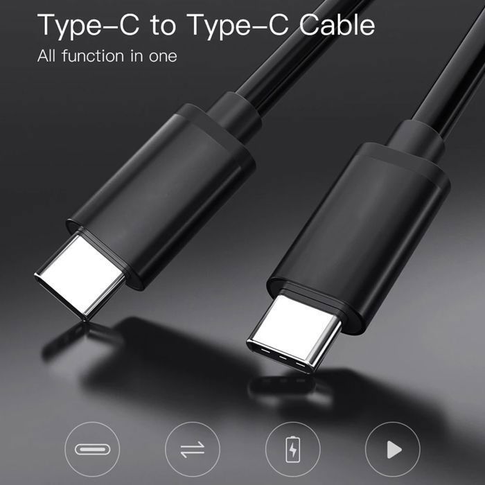 Lot-2 Câble USB-C vers USB-C 1M pour Samsung Galaxy A17 A07 A16 A36 A56 - Noir