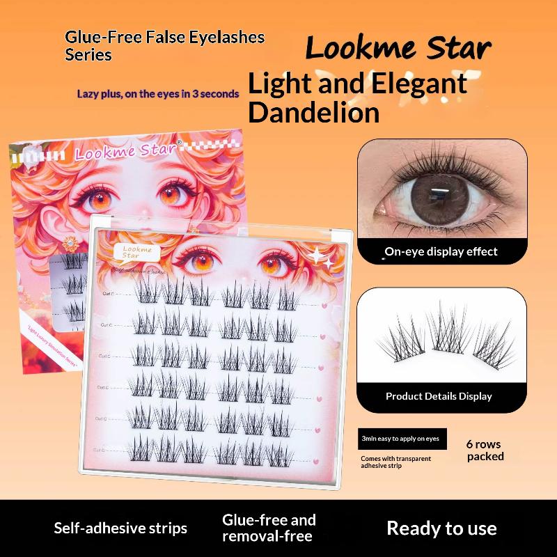 1 Set Fishtail Princess Lazy Eyelashes Natural Transparent Stem Large Capacity Glue-Free False Eyelashes A8