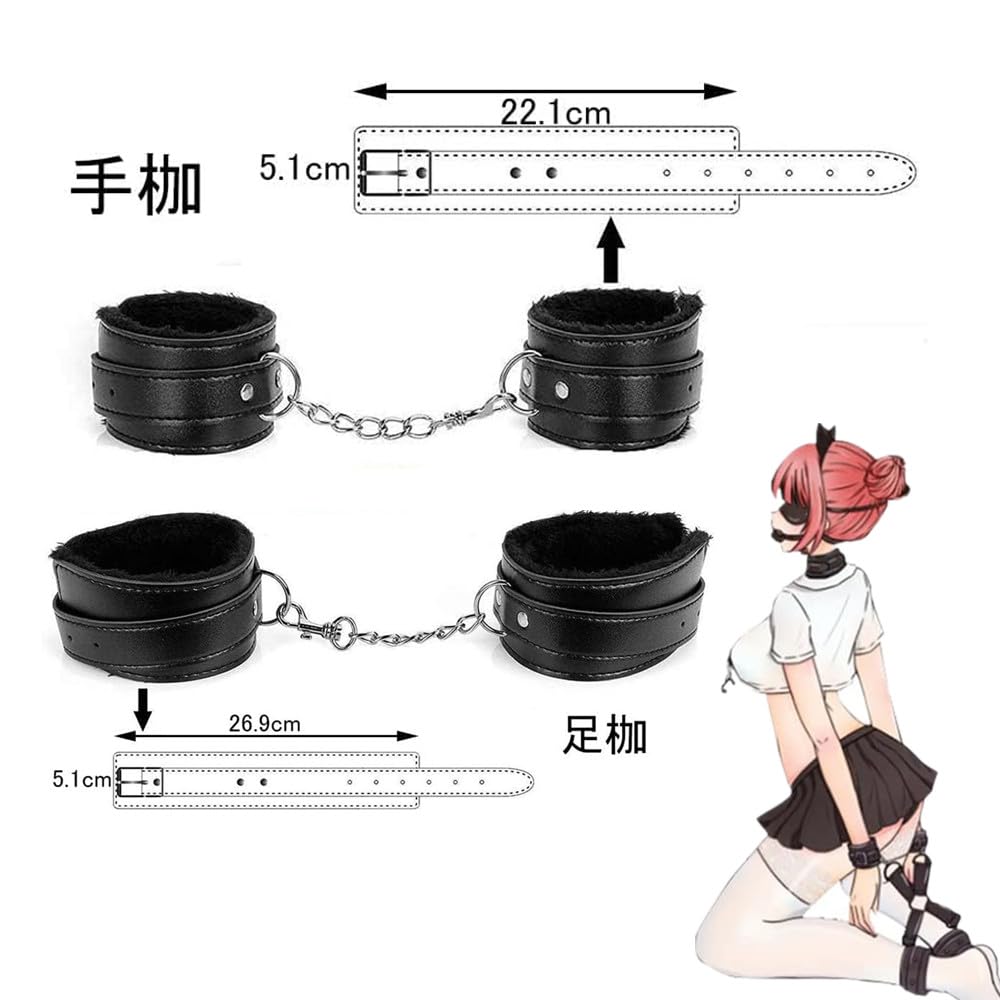 BAOQISHAN Restraints SM Goods Eye Mask Black SM Goods SM Set SM Play Fluffy Painless Restraints Handcuffs Foot Shackles Cross Shackles Eye Mask Adult