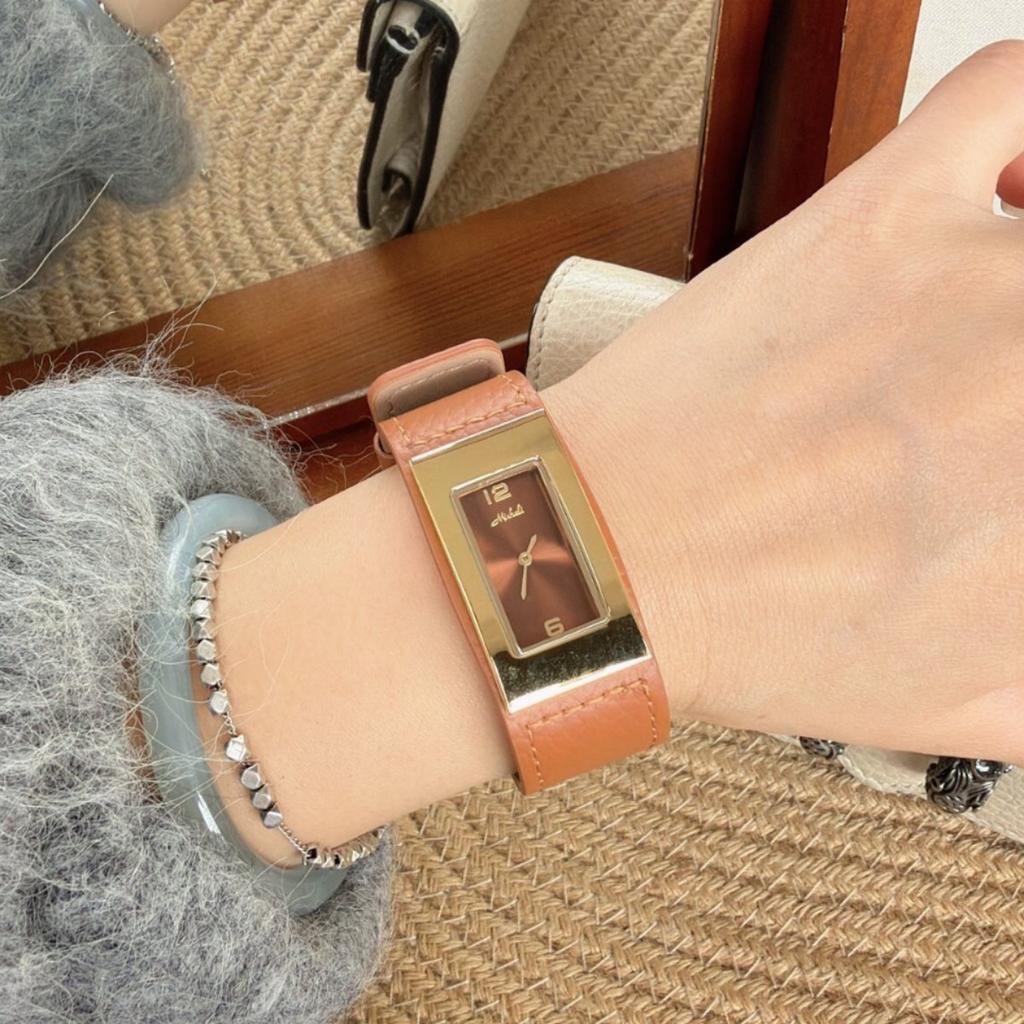 Watch Femininity Watch Retro Light Luxury Fashion Simple Small Bracelet Caramel Color Women'S Watch Retro Quartz Watch