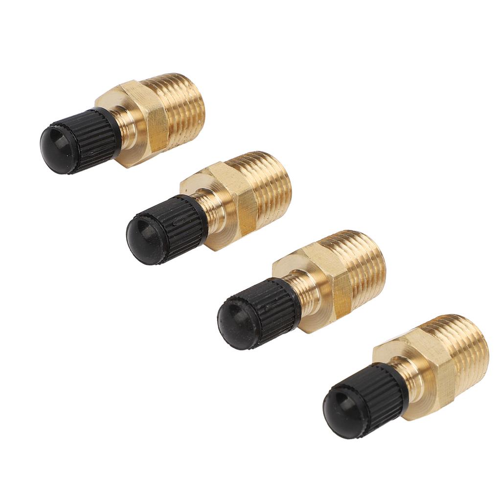 4Pcs Tank Valve 1 4in NPT Male Thread 200PSI Standard Valve Core Brass Valve with Sealing Caps for Car Repair
