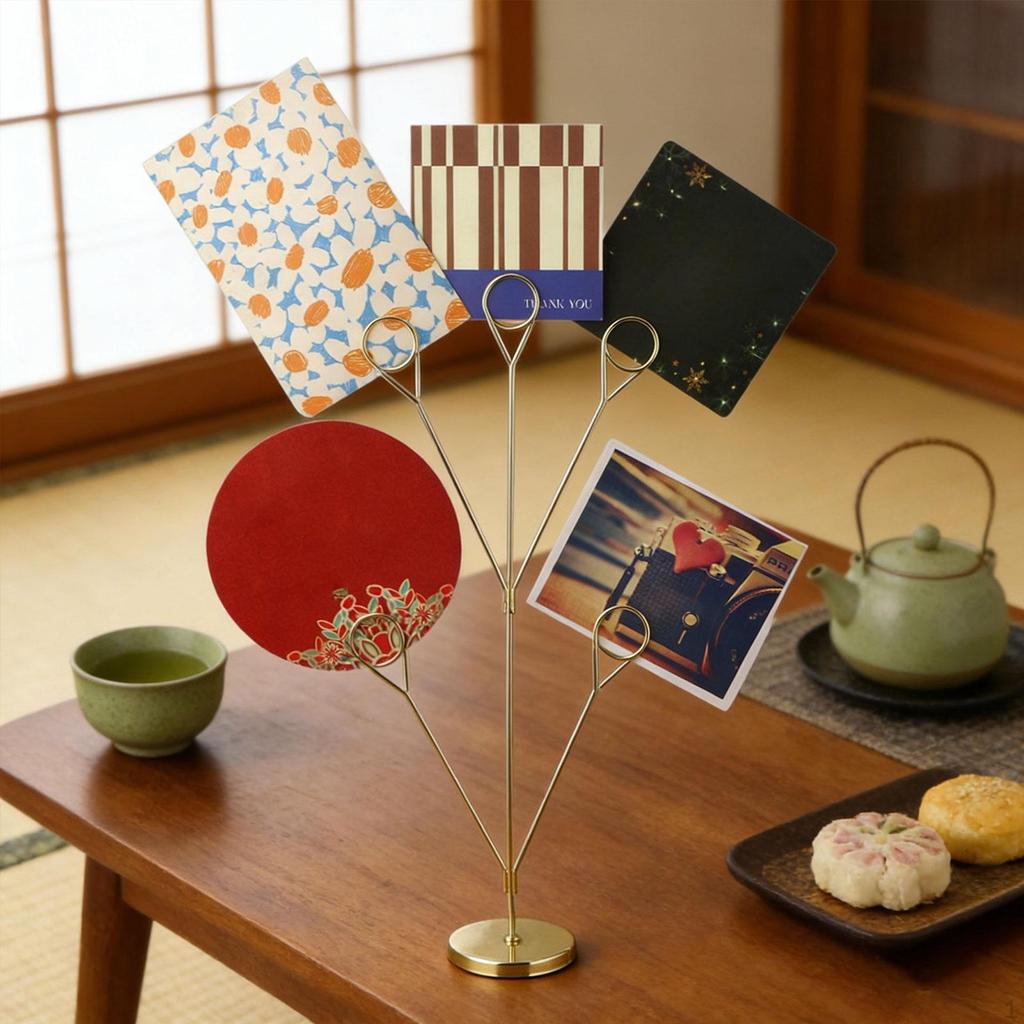 5 Branch Family Tree Picture Frame Holder Clips Desk Card Display Stand