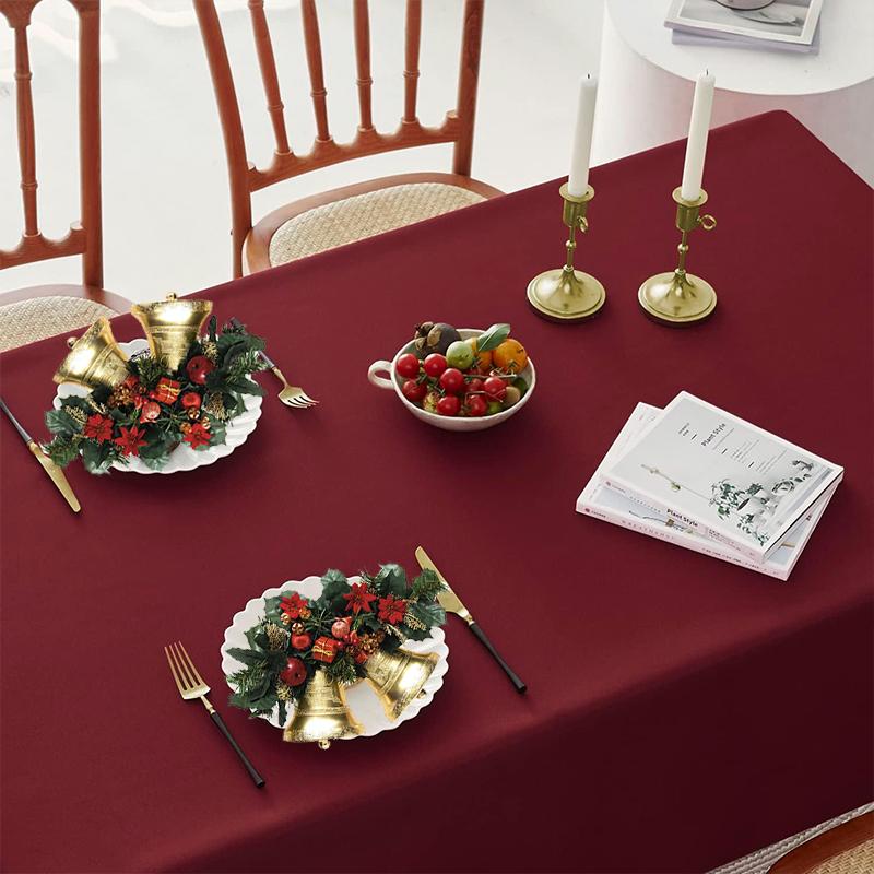 Weihnachten Weinrot Polyester Knitterarm, Waschbar Und Wiederverwendbar, Restaurantküche Tischdekoration Tuch Tischdecke