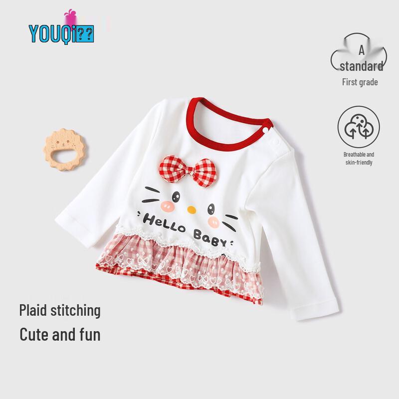 Youqi Baby Girl Long-Sleeve Round Neck T-Shirt