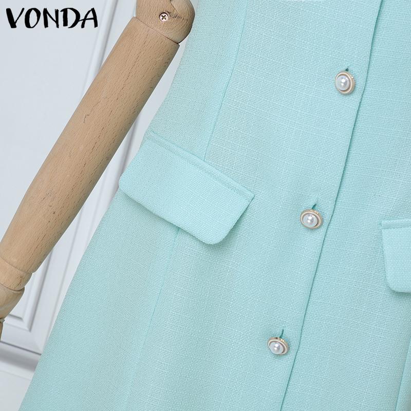 VONDA Rochie Elegantă de Birou pentru Femei, Mânecă Scurtă, Cusături, Culoare Solidă, Talie Cambrată, Elegantă