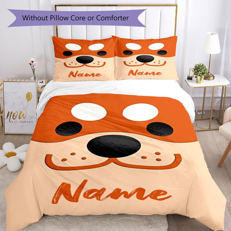 3pcs Custom Name Dog Bedding Set Duvet Cover Closure Includes 1 Duvet Cover & 2 Pillowcases, Soft and Comfortable for All Seasons.