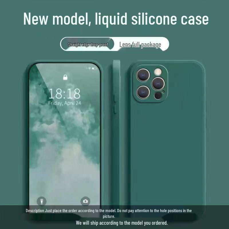 Liquid Silicone Drop-proof Full Coverage Case for Apple 12 Pro Max - Solid Color, Skin-friendly