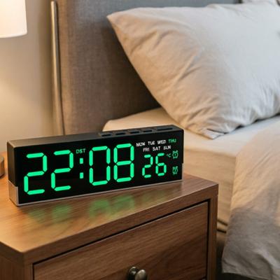 Digital Alarm Clock Large LED Display Brightness Adjustable Battery Operated Home Bedroom Clock with Week Temperature