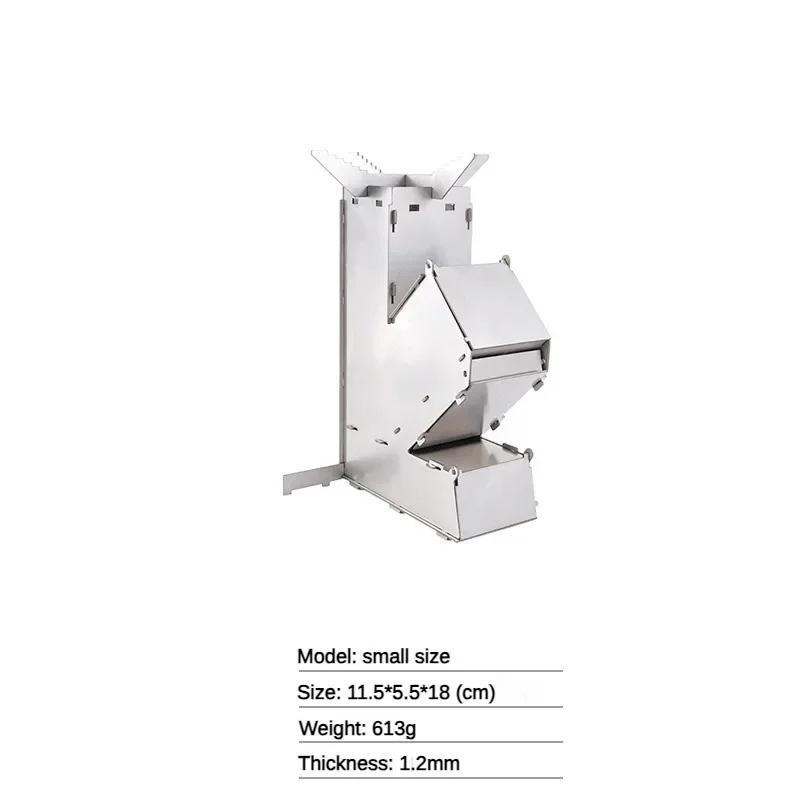Foldable Stainless Steel Rocket Stove Outdoor Camping Wood Stove Portable Picnic Wood Burning Stove Hiking Barbecue Equipment
