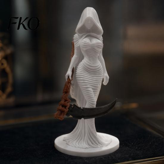 Grim Reaper Ornament 3D Printed Hooded Woman Statue, Gothic Figurine, Dark Theme Halloween Party Decoration for Home Office Desk Shelf Decor