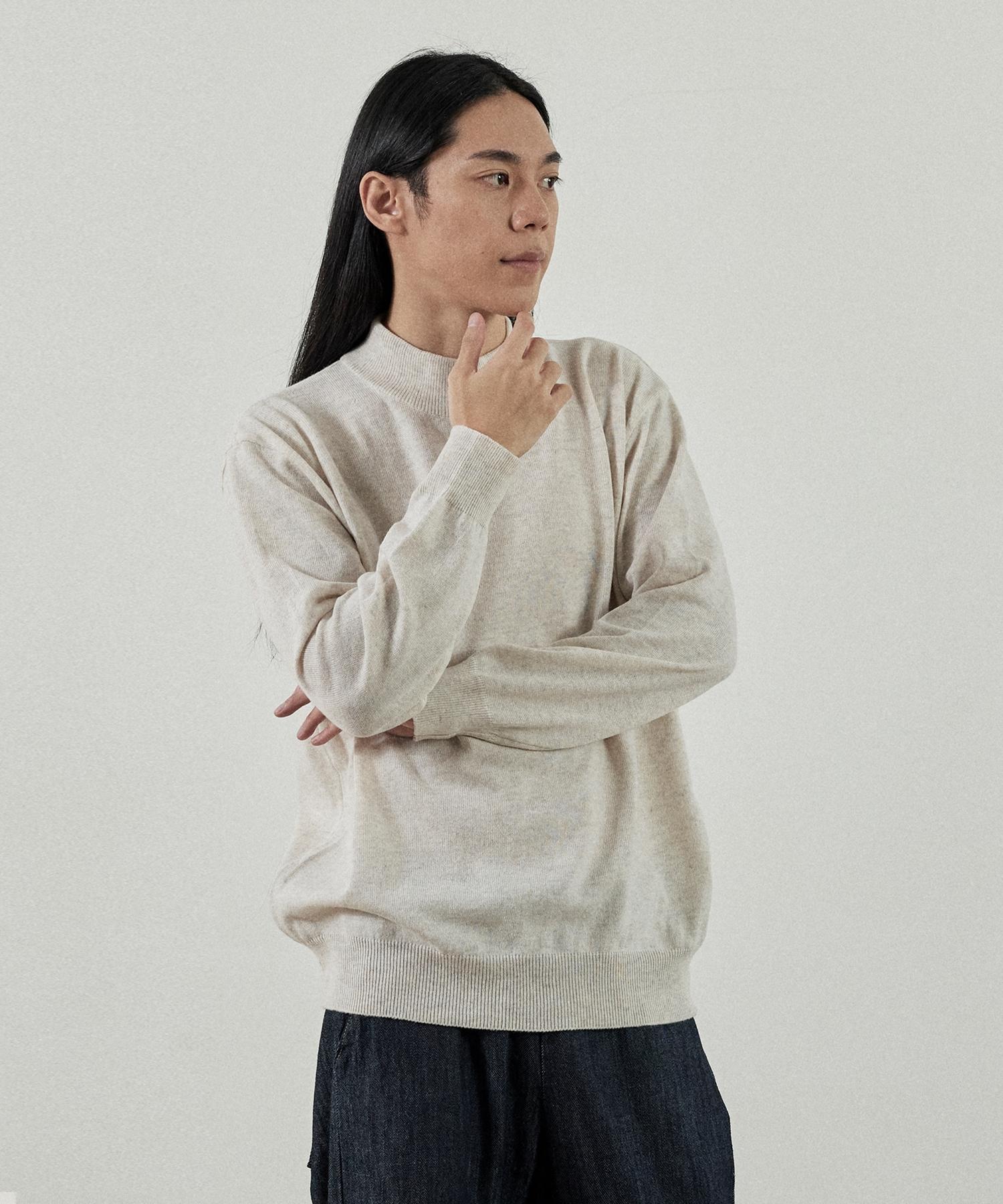 Analog Mood-Like Semi-Half Turtleneck Knit (Oatmeal) L